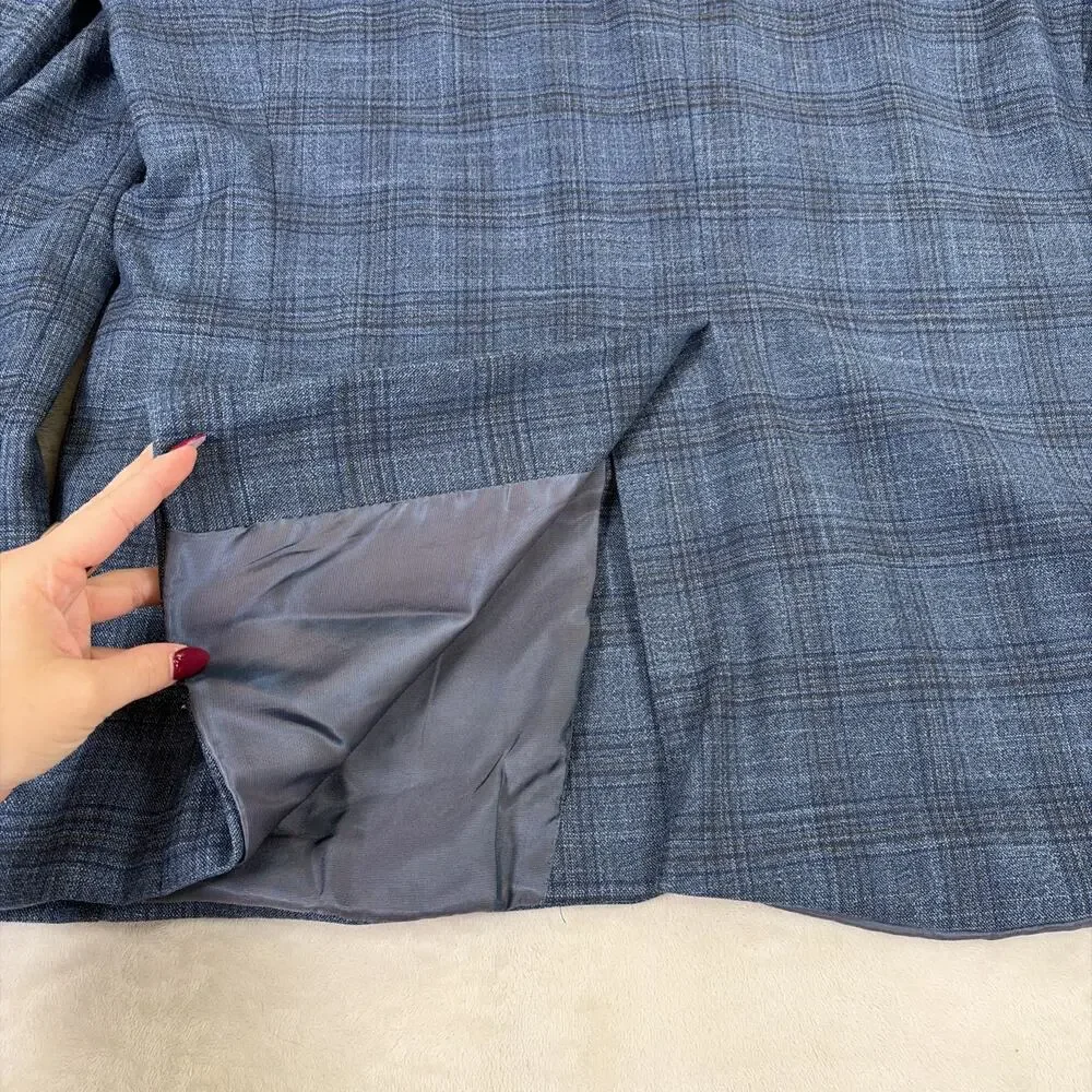 Lauren RALPH LAUREN Mens Blazer Blue & Brown Plaid Size 46L Benefits Charity